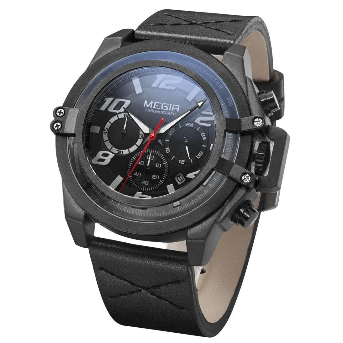 MEGIR Fashion Men Watches Leather Strap Sport Watch Chronograph Waterproof Quartz Wristwatch Clock Relogio Masculino 2052 by MEGIR WATCH GROUP
