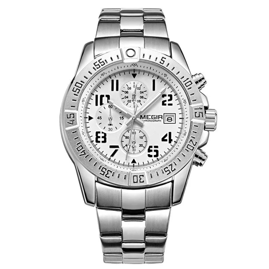 MEGIR Men's Business Quartz Watches Top Luxury Brand Casual Wristwatch Waterproof Date Clock Stainless Steel Man Chronograph 2030 by MEGIR WATCH GROUP