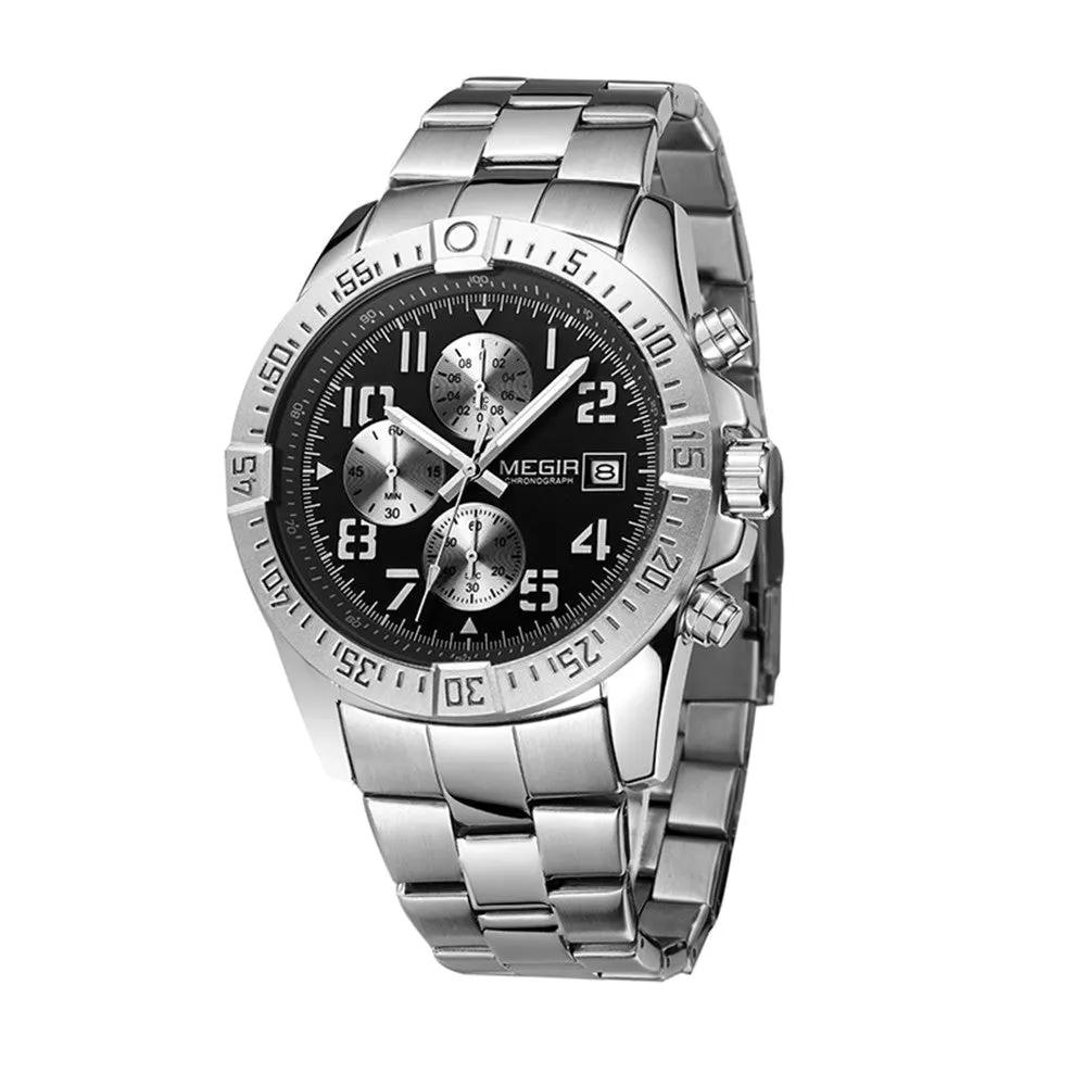 MEGIR Men's Business Quartz Watches Top Luxury Brand Casual Wristwatch Waterproof Date Clock Stainless Steel Man Chronograph 2030 by MEGIR WATCH GROUP