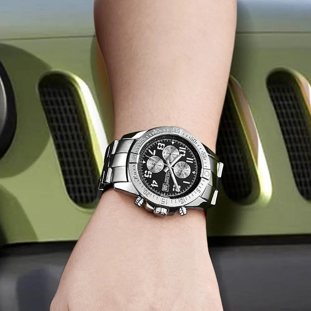 MEGIR Men's Business Quartz Watches Top Luxury Brand Casual Wristwatch Waterproof Date Clock Stainless Steel Man Chronograph 2030 by MEGIR WATCH GROUP