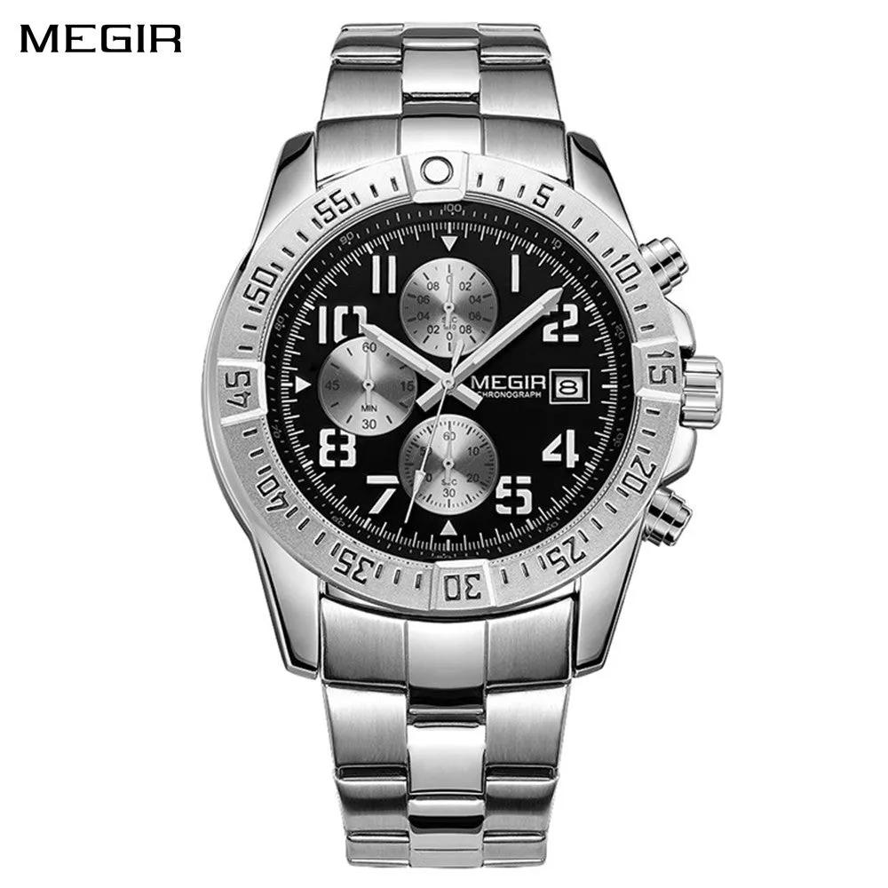 MEGIR Men's Business Quartz Watches Top Luxury Brand Casual Wristwatch Waterproof Date Clock Stainless Steel Man Chronograph 2030 by MEGIR WATCH GROUP