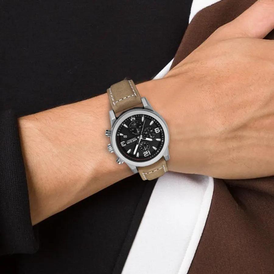 MEGIR Luxury Chronograph Men's Sport Watches Leather Strap Quartz Wristwatch Luminous Casual Male Clock Relogio Masculino 2026 by MEGIR WATCH GROUP