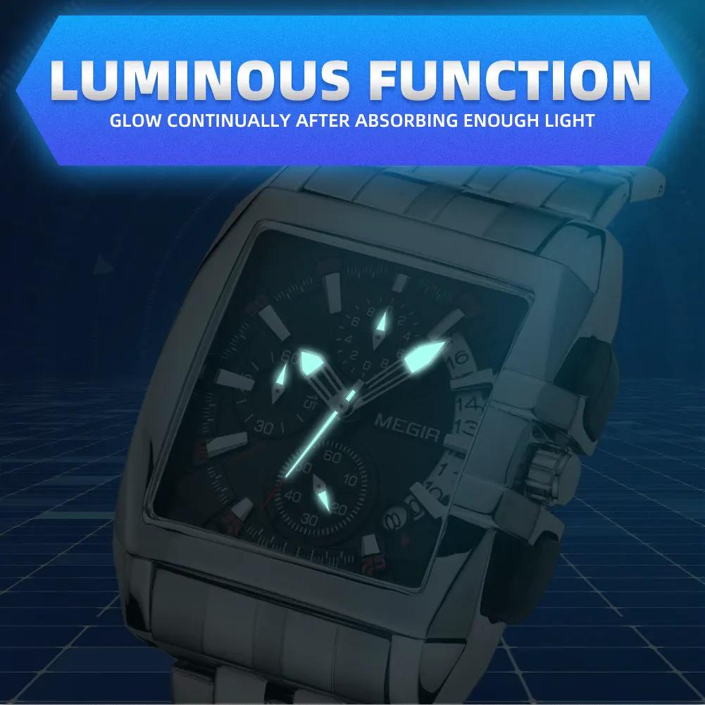 MEGIR Original Luxury Men Watch Stainless Steel Bracelet Quartz Military Wristwatch Business Watches Chronograph Big Dial Relogio Masculino 2018 by MEGIR WATCH GROUP