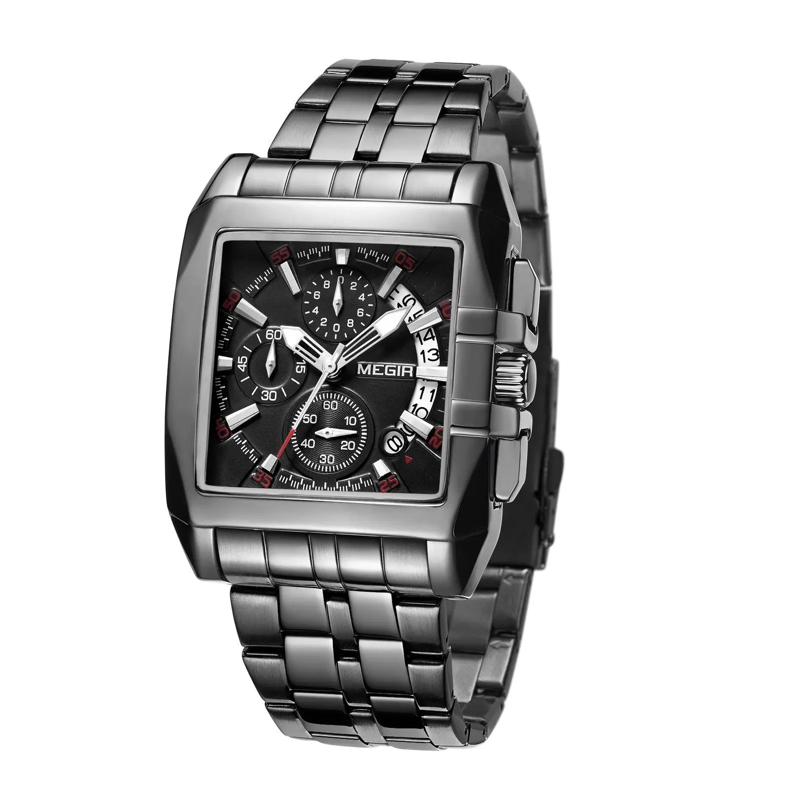 MEGIR Original Luxury Men Watch Stainless Steel Bracelet Quartz Military Wristwatch Business Watches Chronograph Big Dial Relogio Masculino 2018 by MEGIR WATCH GROUP