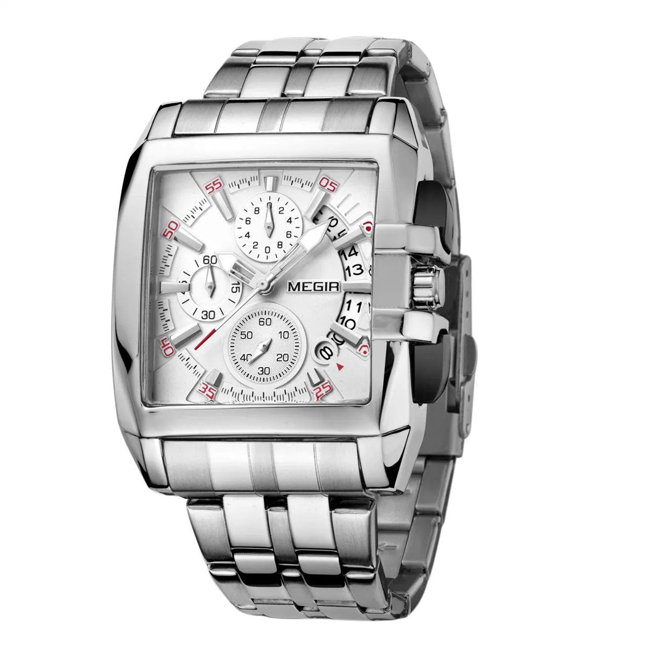 MEGIR Original Luxury Men Watch Stainless Steel Bracelet Quartz Military Wristwatch Business Watches Chronograph Big Dial Relogio Masculino 2018 by MEGIR WATCH GROUP