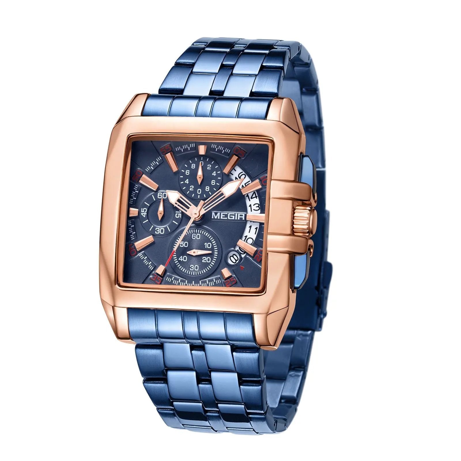 MEGIR Original Luxury Men Watch Stainless Steel Bracelet Quartz Military Wristwatch Business Watches Chronograph Big Dial Relogio Masculino 2018 by MEGIR WATCH GROUP
