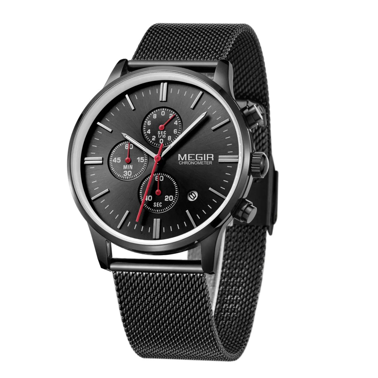 MEGIR Men's Quartz Watch Luxury Steel Mesh Bracelet Wristwatch Waterproof Business Casual Clock Date Chronograph Reloj Hombre 2011 by MEGIR WATCH GROUP