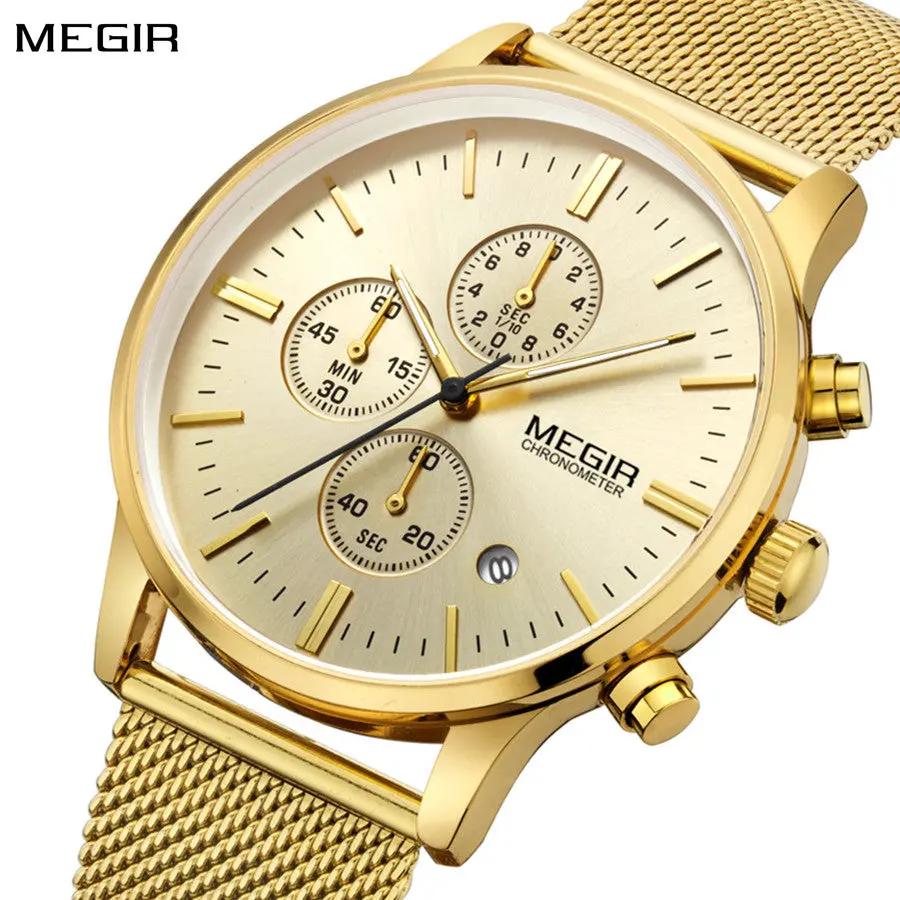 MEGIR Men's Quartz Watch Luxury Steel Mesh Bracelet Wristwatch Waterproof Business Casual Clock Date Chronograph Reloj Hombre 2011 by MEGIR WATCH GROUP