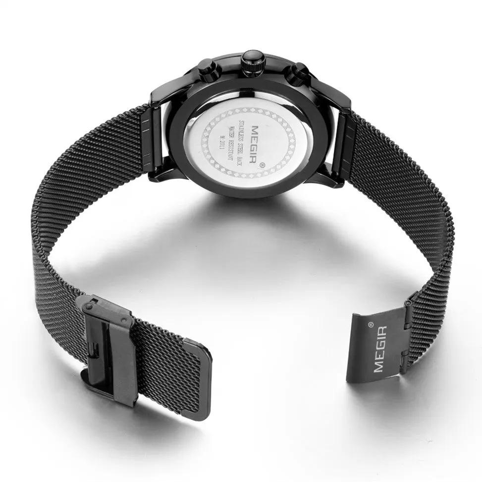 MEGIR Men's Quartz Watch Luxury Steel Mesh Bracelet Wristwatch Waterproof Business Casual Clock Date Chronograph Reloj Hombre 2011 by MEGIR WATCH GROUP