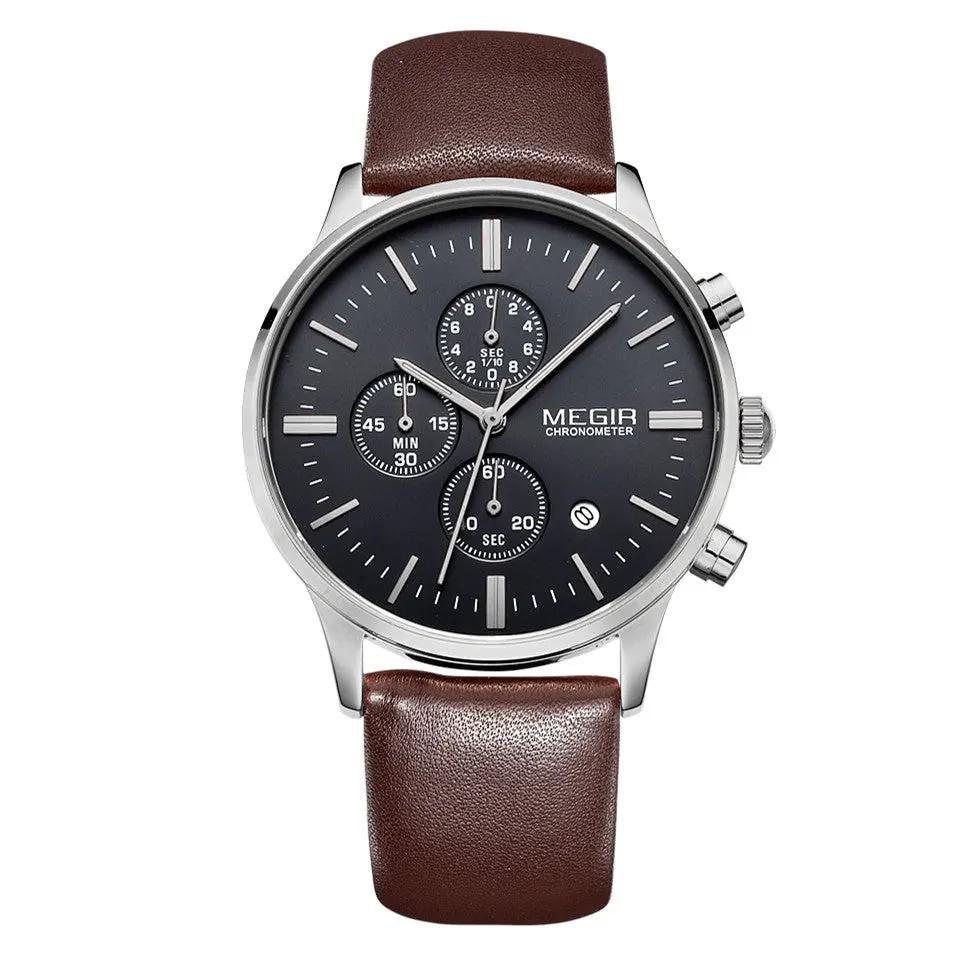 MEGIR Sport Watch for Men Luxury Waterproof Quartz Clock Leather Wristwatch Luminous Military Watches Calendar reloj hombre 2011 by MEGIR WATCH GROUP