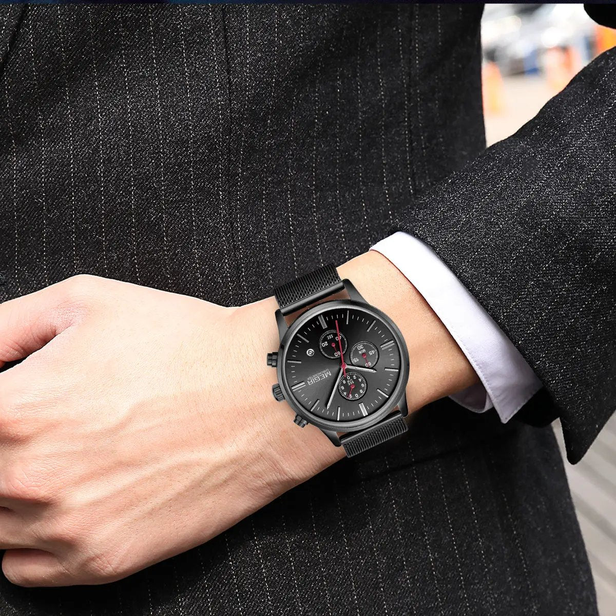 MEGIR Men's Quartz Watch Luxury Steel Mesh Bracelet Wristwatch Waterproof Business Casual Clock Date Chronograph Reloj Hombre 2011 by MEGIR WATCH GROUP