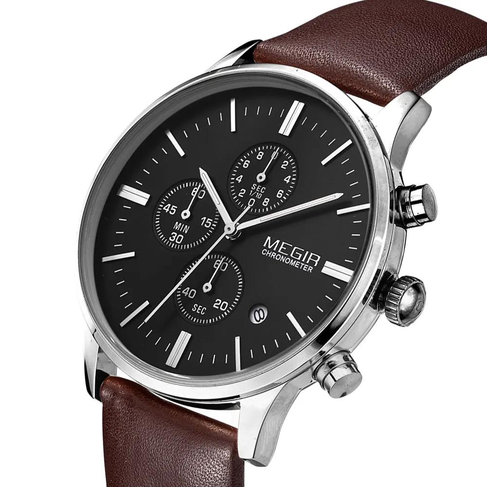 MEGIR Sport Watch for Men Luxury Waterproof Quartz Clock Leather Wristwatch Luminous Military Watches Calendar reloj hombre 2011 by MEGIR WATCH GROUP