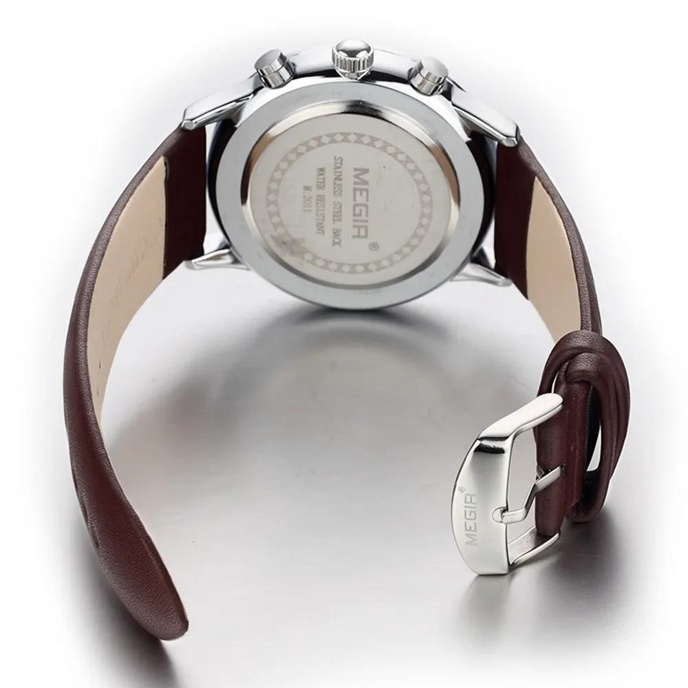 MEGIR Sport Watch for Men Luxury Waterproof Quartz Clock Leather Wristwatch Luminous Military Watches Calendar reloj hombre 2011 by MEGIR WATCH GROUP