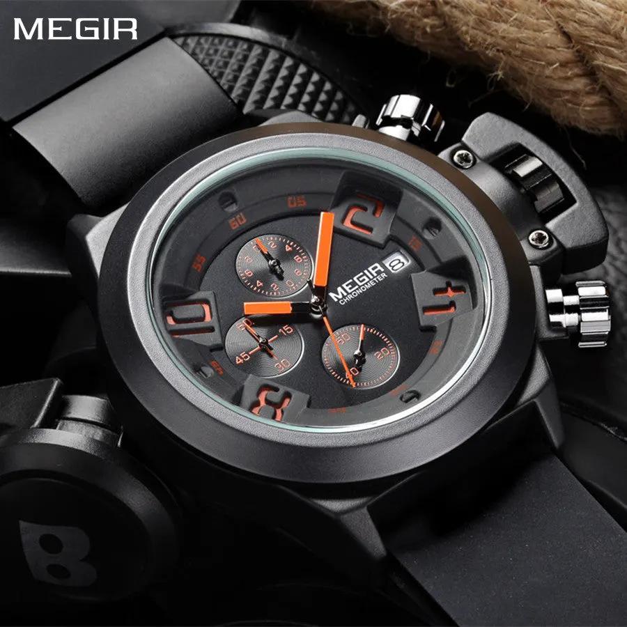 MEGIR Men Watches Luxury Fashion Sport Military Chronograph Luminous Date Quartz Wristwatch Clock Big Dial Relogio Masculino 2002 by MEGIR WATCH GROUP