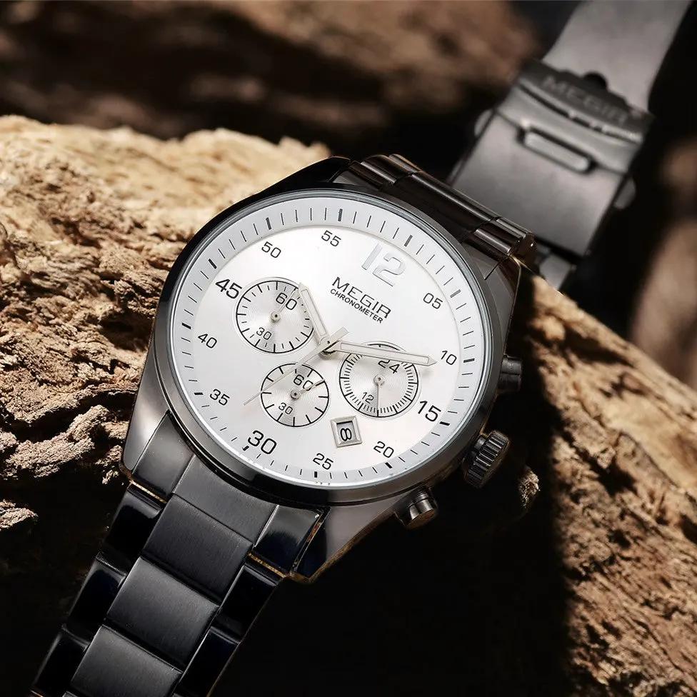MEGIR Fashion Men Watches Stainless Steel Strap Business Wristwatch Waterproof Date Quartz Man Clock Relogio Masculino 2010 by MEGIR WATCH GROUP