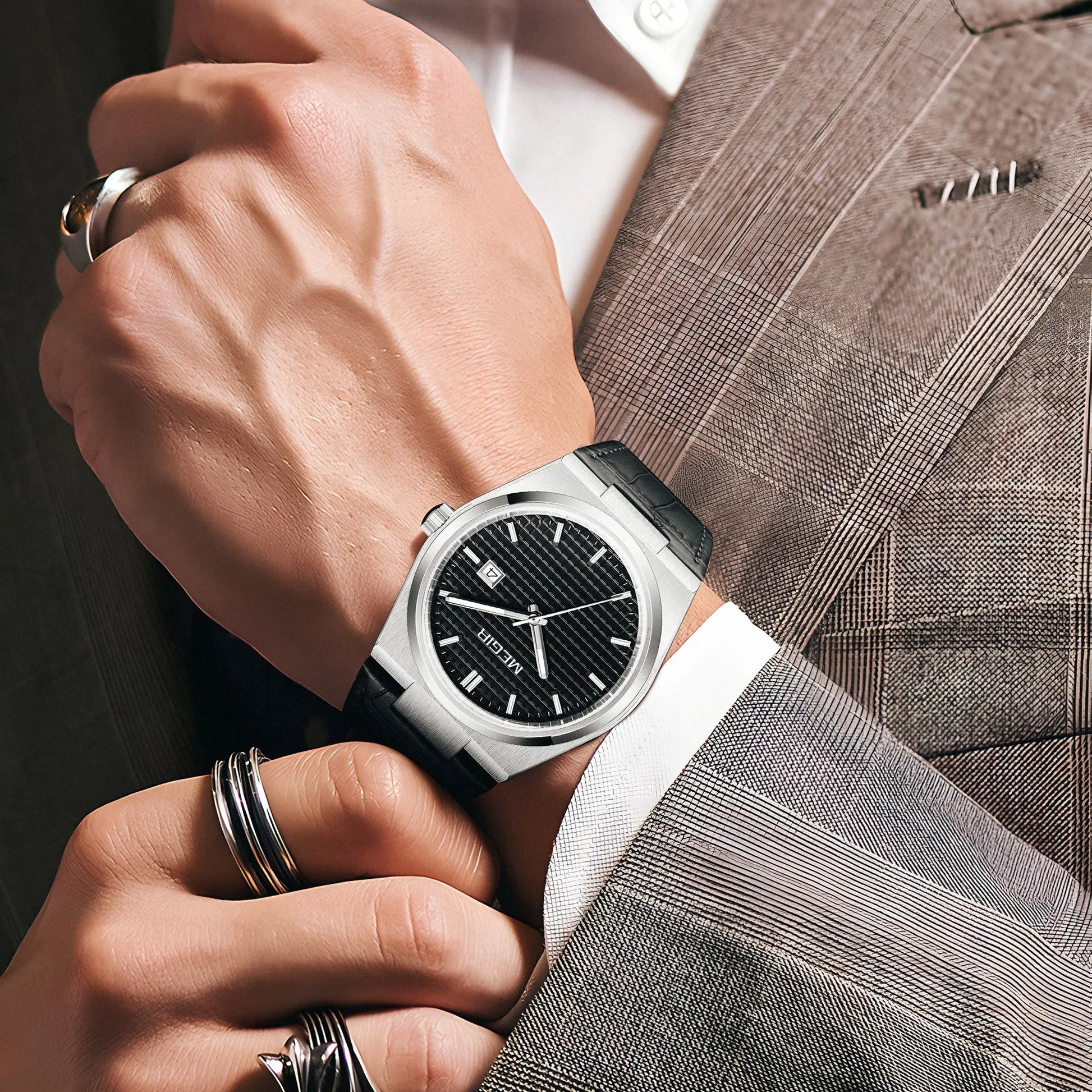 MEGIR Watches for Men Fashion Business Men's Wrist Watch Waterproof Leather Quartz Sport Wristwatch Date Clock Reloj Hombre 8406 by MEGIR WATCH GROUP