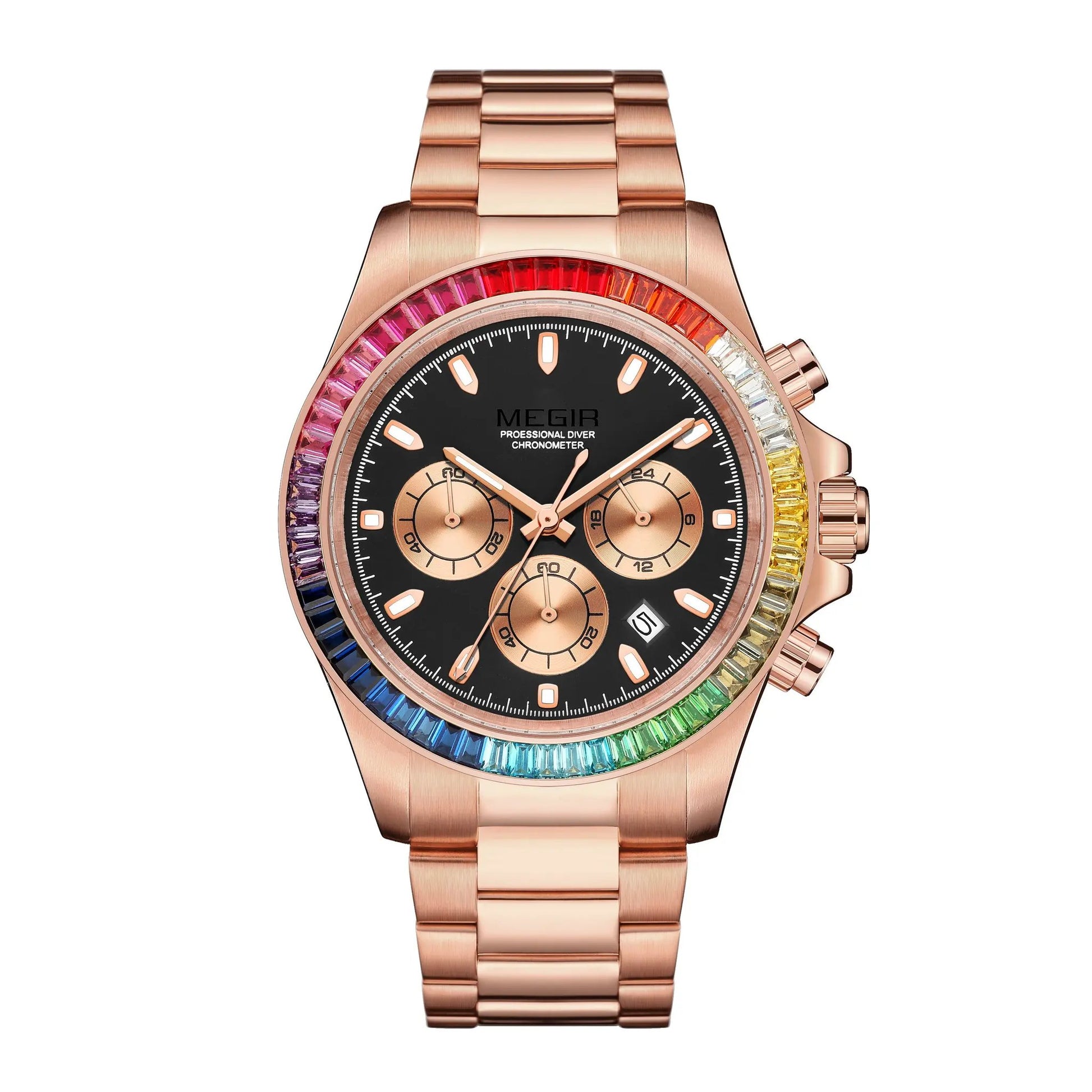 MEGIR Mens Watches Top Brand Luxury Business Wristwatches Stainless Steel Waterproof Date Quartz Chronograph Reloj Hombre 8410 by MEGIR WATCH GROUP