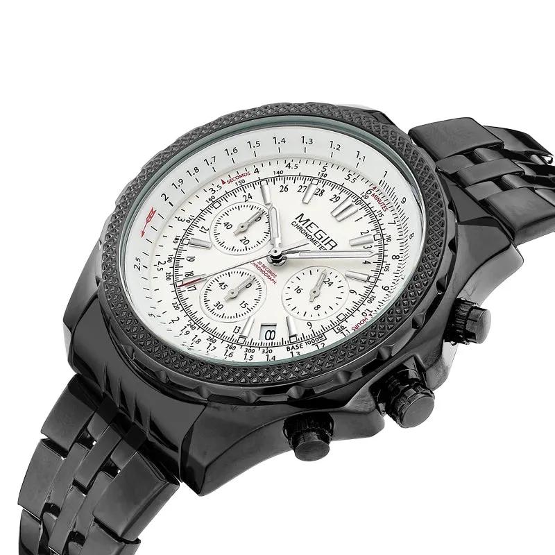 MEGIR Fashion Business Men's Watch Stainless Steel Quartz Wristwatch Calendar Big Dial Man Military Sports Chronograph Clock 2006 by MEGIR WATCH GROUP