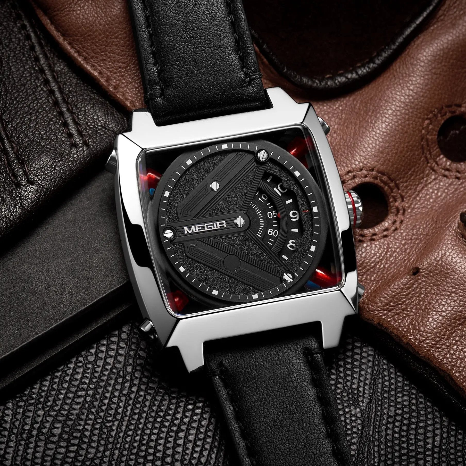 MEGIR Watches for Men Leather Strap Automatic Mechanical Watch Waterproof Business Casual Wristwatch Date Clock Montre Homme 62071 by MEGIR WATCH GROUP
