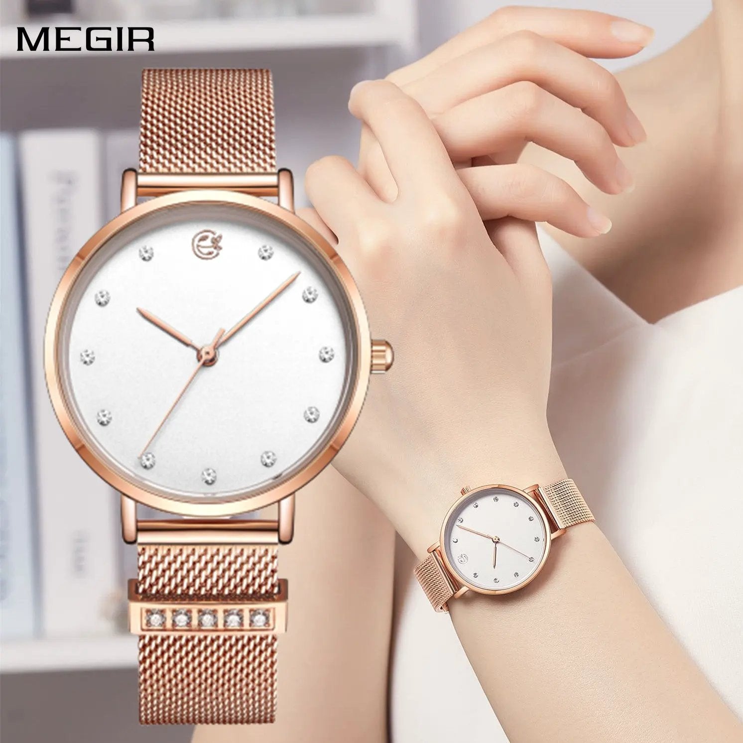 MEGIR Fashion Women Watches Top Brand Luxury Ladies Dress Clock Steel Bracelet Clock Female Quartz Wristwatch Relogio Feminino 7022 by MEGIR WATCH GROUP