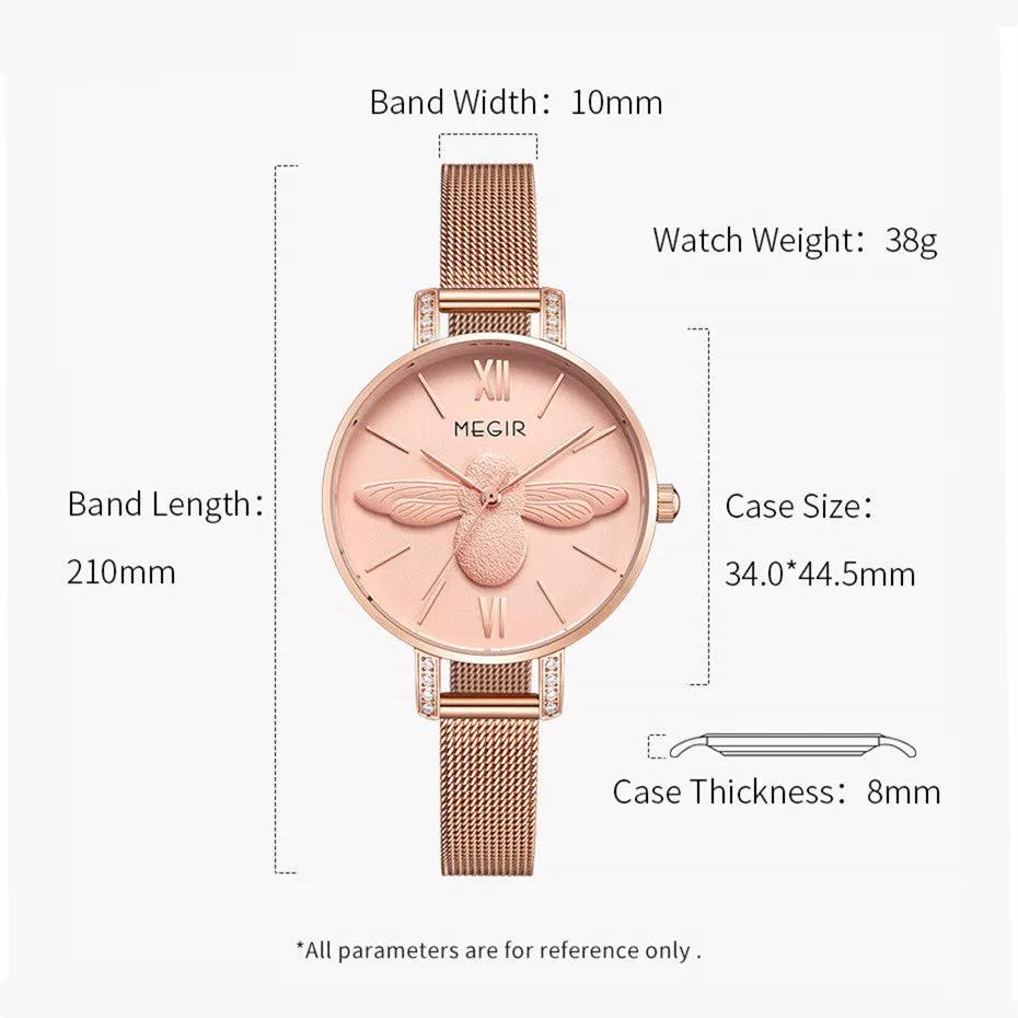 MEGIR Fashion Women Watches Top Brand Luxury Quartz Wristwatch Ladies Rose Gold Mesh Belt Business Casual Watch Reloj Mujer 7009 by MEGIR WATCH GROUP