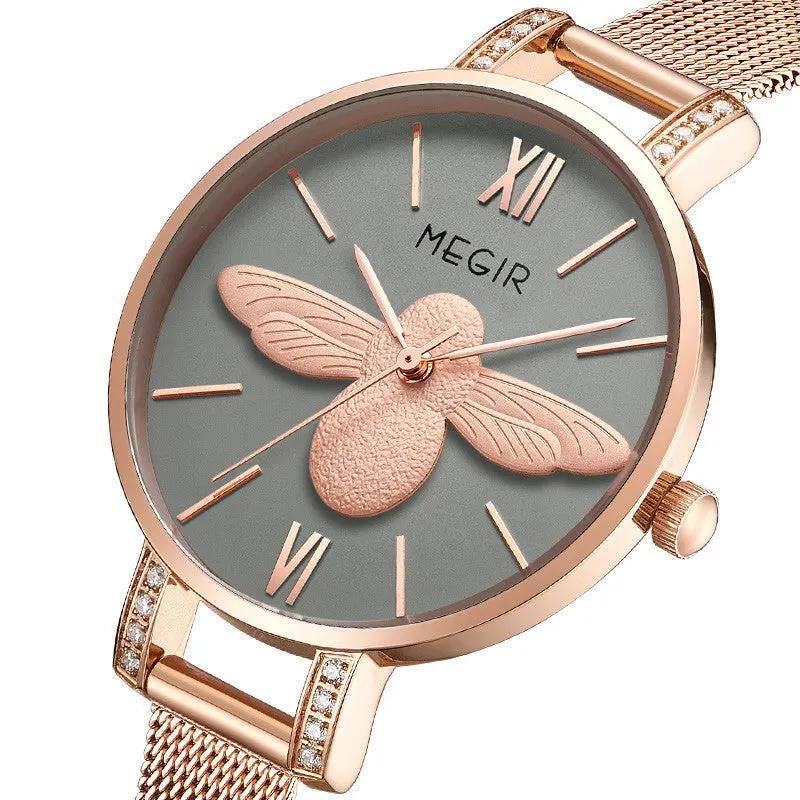 MEGIR Fashion Women Watches Top Brand Luxury Quartz Wristwatch Ladies Rose Gold Mesh Belt Business Casual Watch Reloj Mujer 7009 by MEGIR WATCH GROUP