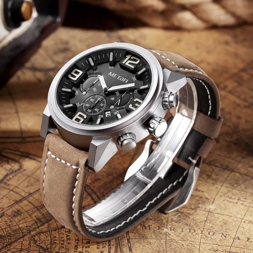 MEGIR Luxury Watches for Men Quartz Chronograph Waterproof Calendar Luminous Sport Military Wristwatch Clock Reloj Hombre 3010 by MEGIR WATCH GROUP