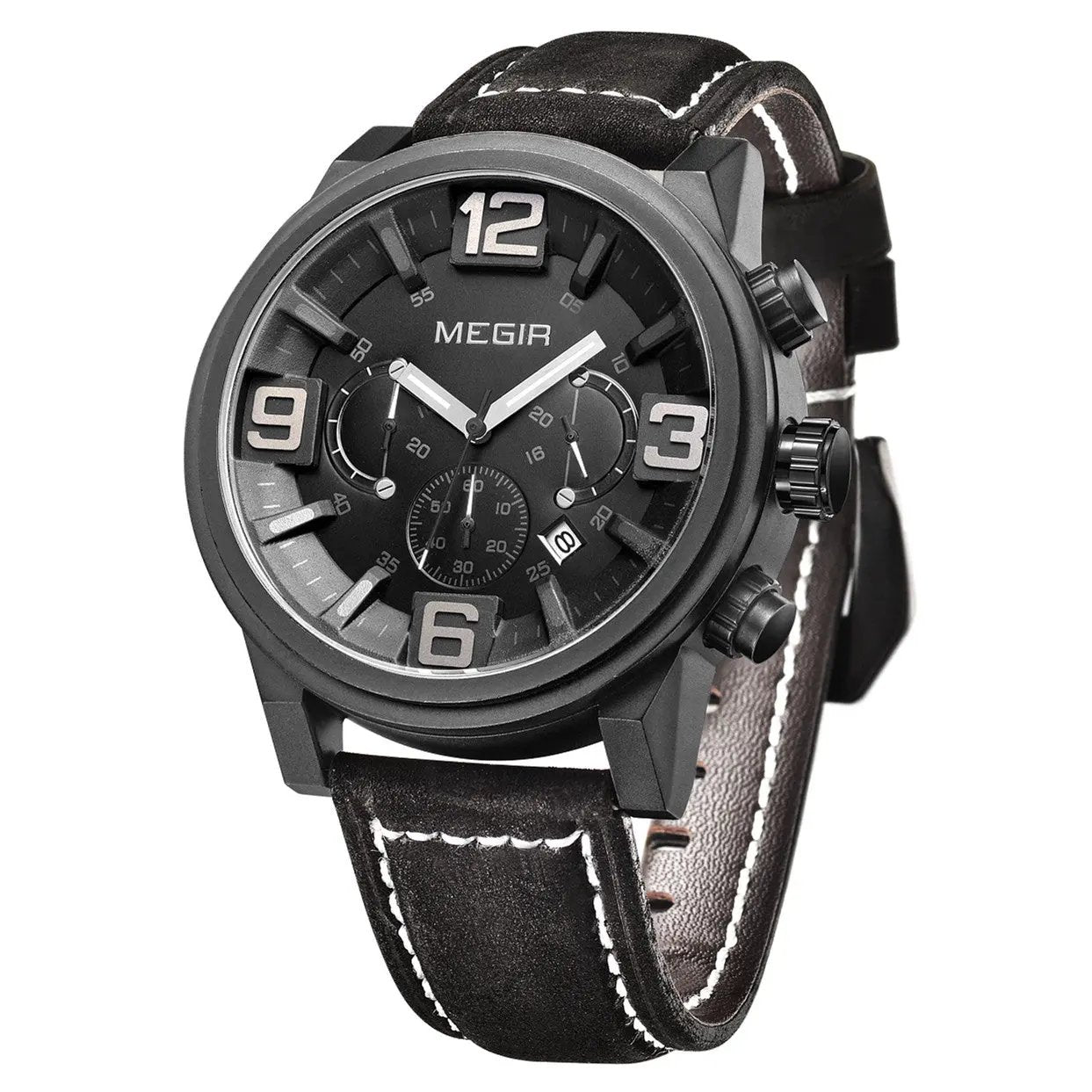 MEGIR Luxury Watches for Men Quartz Chronograph Waterproof Calendar Luminous Sport Military Wristwatch Clock Reloj Hombre 3010 by MEGIR WATCH GROUP