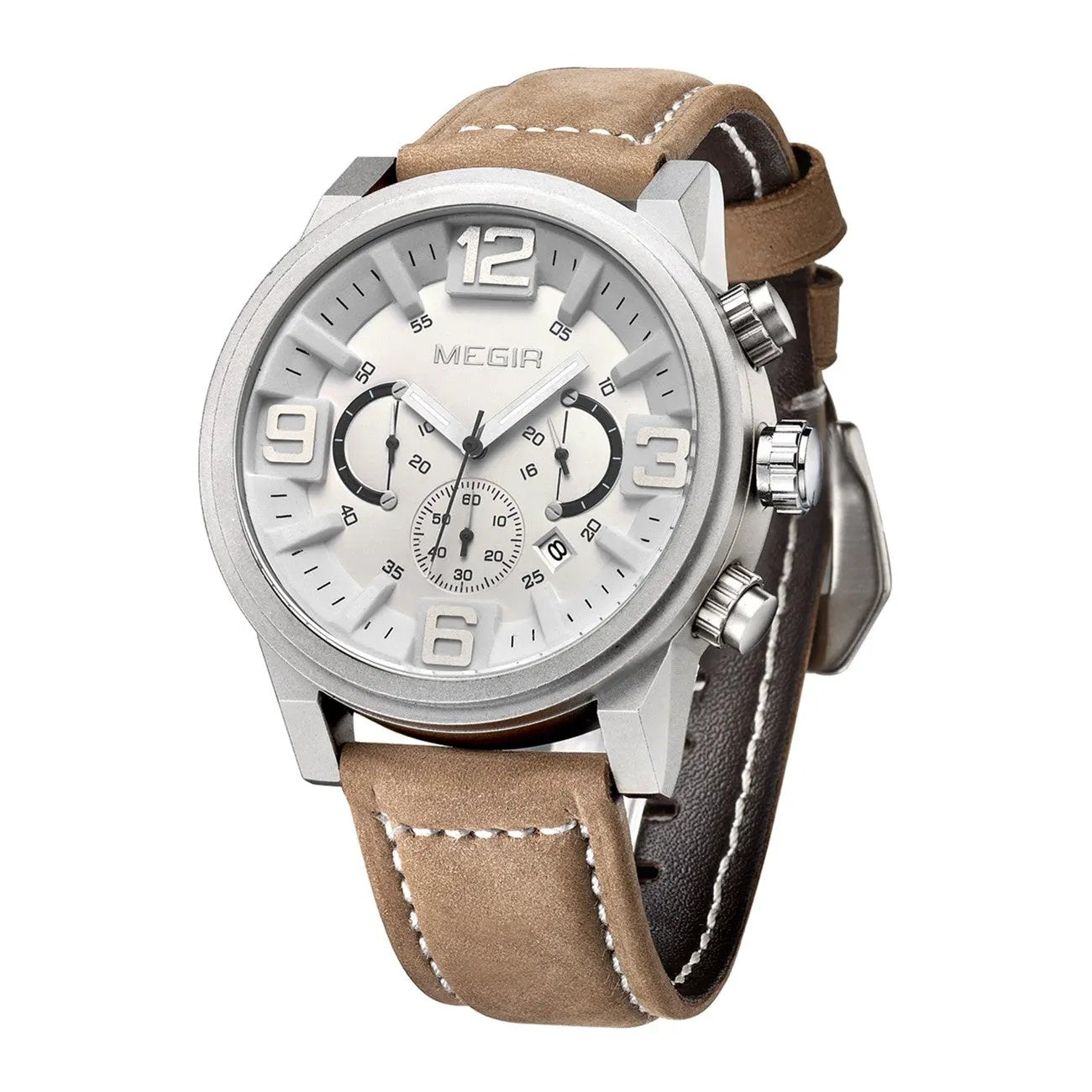 MEGIR Luxury Watches for Men Quartz Chronograph Waterproof Calendar Luminous Sport Military Wristwatch Clock Reloj Hombre 3010 by MEGIR WATCH GROUP
