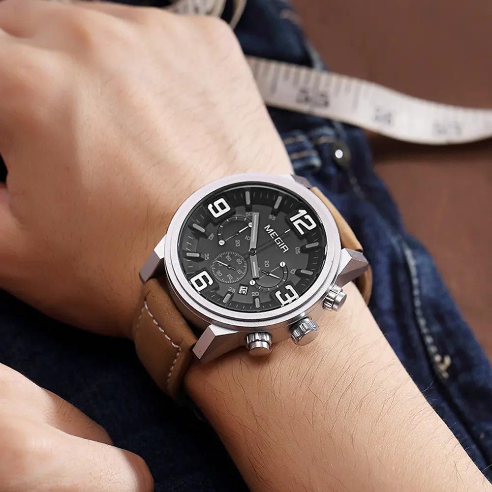 MEGIR Luxury Watches for Men Quartz Chronograph Waterproof Calendar Luminous Sport Military Wristwatch Clock Reloj Hombre 3010 by MEGIR WATCH GROUP