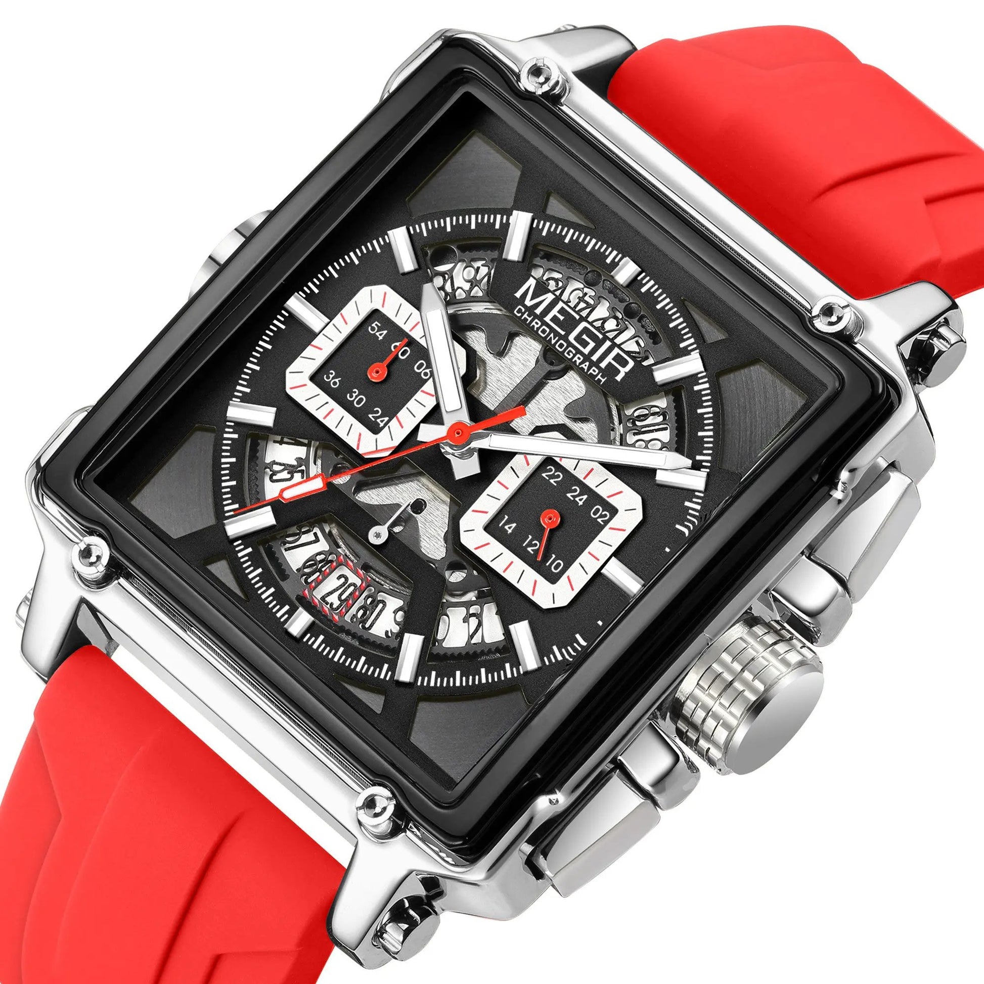 MEGIR Sport Watches for Men Waterproof Quartz Military Wristwatches Square Dial Male Chronograph Watch 24-hour Reloj Hombre 2233 by MEGIR WATCH GROUP