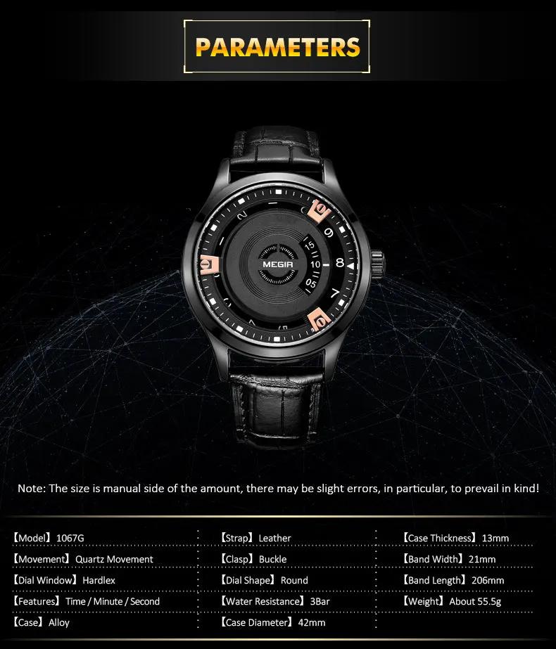 MEGIR Mens Watches Top Brand Luxury Leather Sport Military Watches Male Clock Waterproof Fashion Casual Quartz Wristwatch 1067 by MEGIR WATCH GROUP