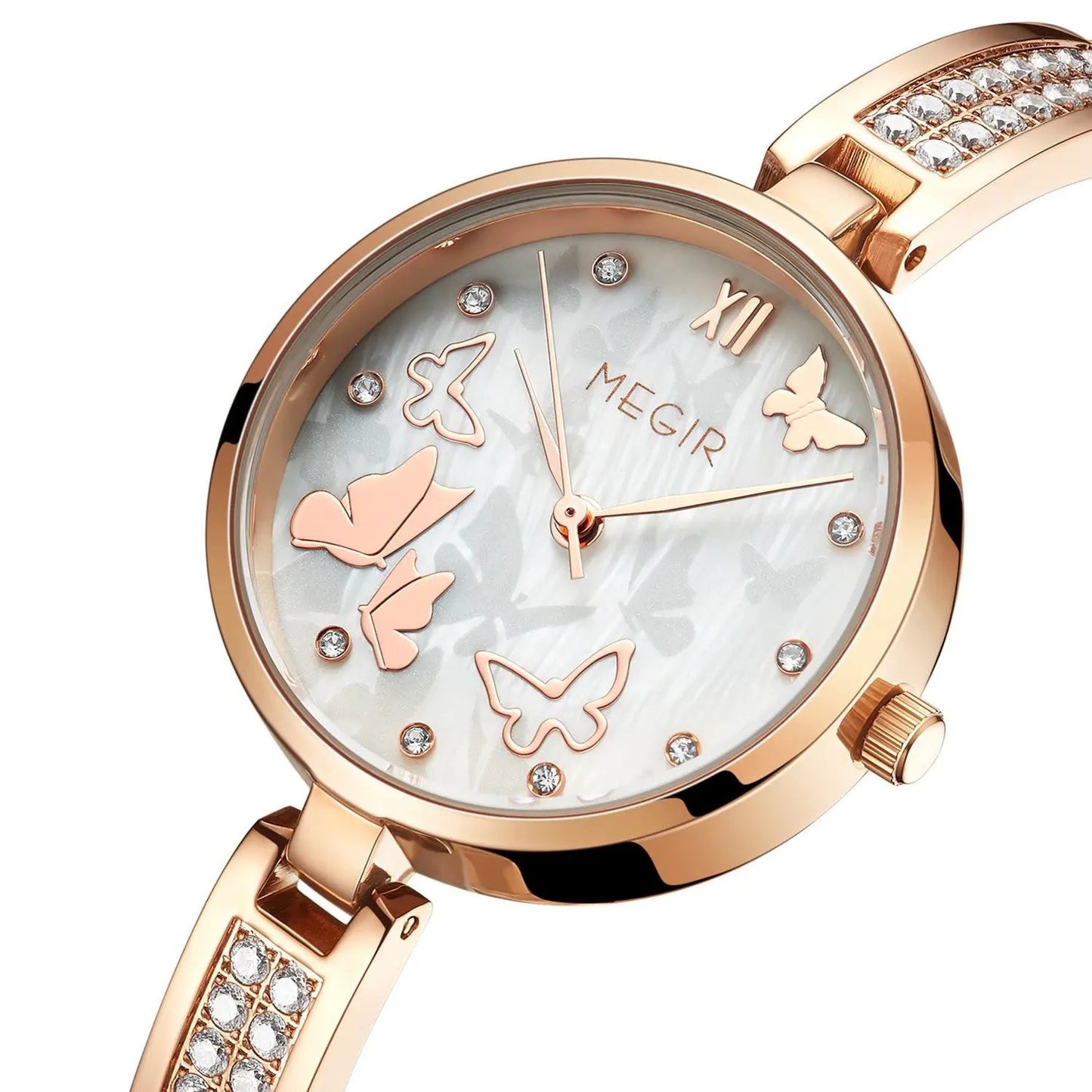 MEGIR Watch for Women Luxury Diamond Ladies Quartz Wristwatches Steel Women Bracelet Watches Female Dress Clock Relogio Feminino 7018 by MEGIR WATCH GROUP