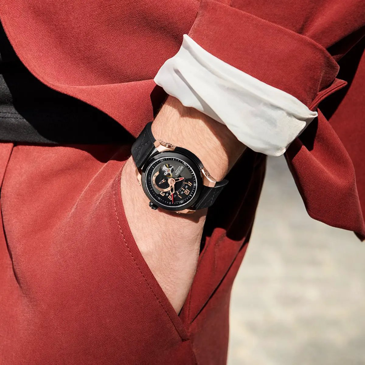 MEGIR Automatic Movement Mechanical Watches Men Luxury Fashion Leather Business Wristwatch Clock Big Dial Male Reloj Hombre 62050 by MEGIR WATCH GROUP