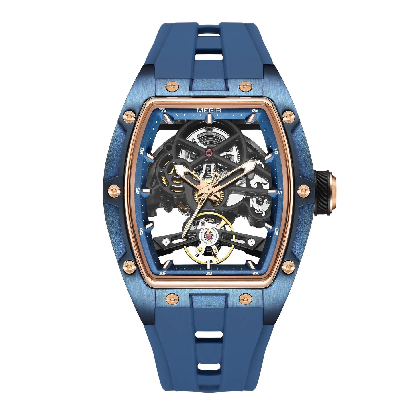 MEGIR Original Fashion Men Watches Automatic Mechanical Watch Steel Case Sport Skeleton Dial Wristwatch Waterproof Clock Reloj Hombre 2242 by MEGIR WATCH GROUP