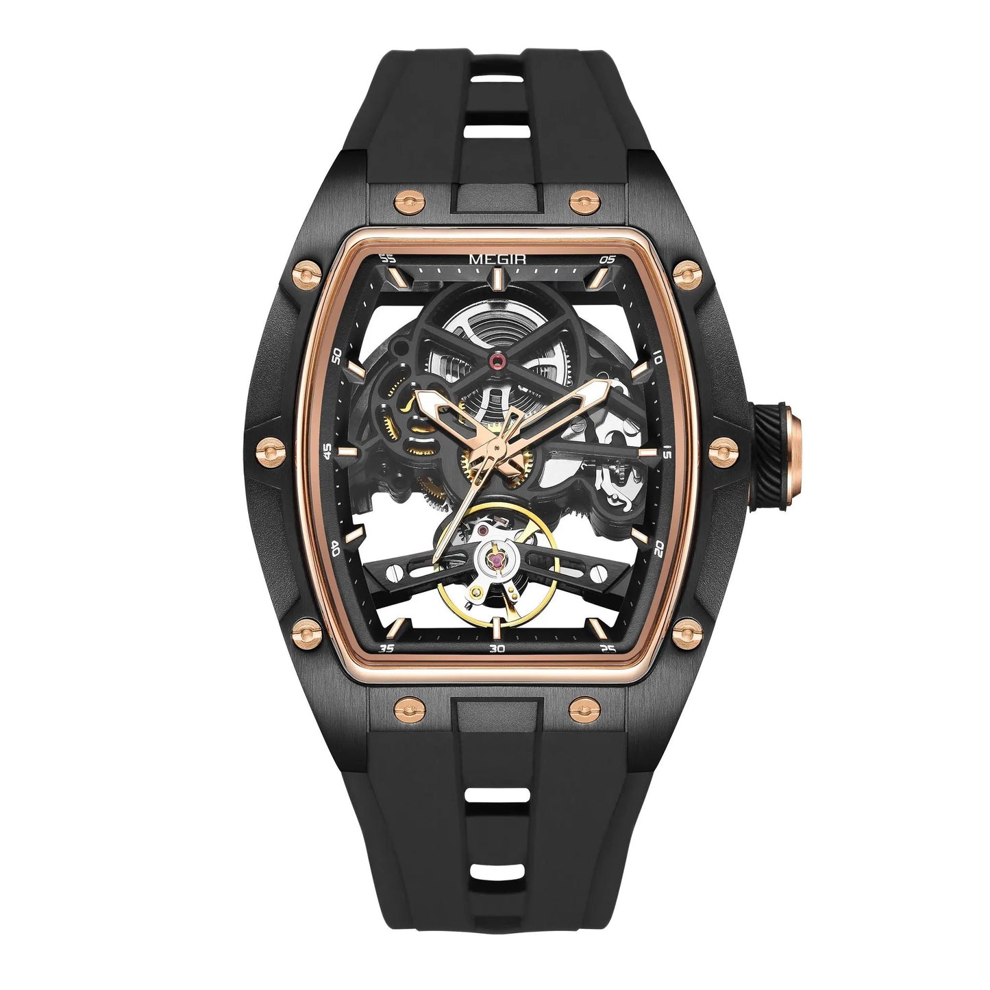 MEGIR Original Fashion Men Watches Automatic Mechanical Watch Steel Case Sport Skeleton Dial Wristwatch Waterproof Clock Reloj Hombre 2242 by MEGIR WATCH GROUP
