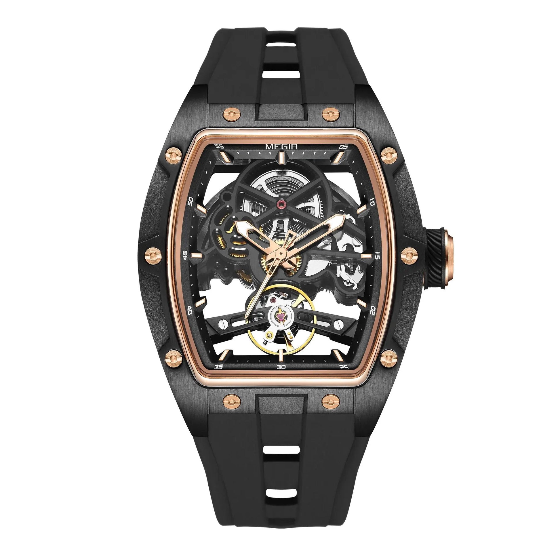 MEGIR Original Fashion Men Watches Automatic Mechanical Watch Steel Case Sport Skeleton Dial Wristwatch Waterproof Clock Reloj Hombre 2242 by MEGIR WATCH GROUP