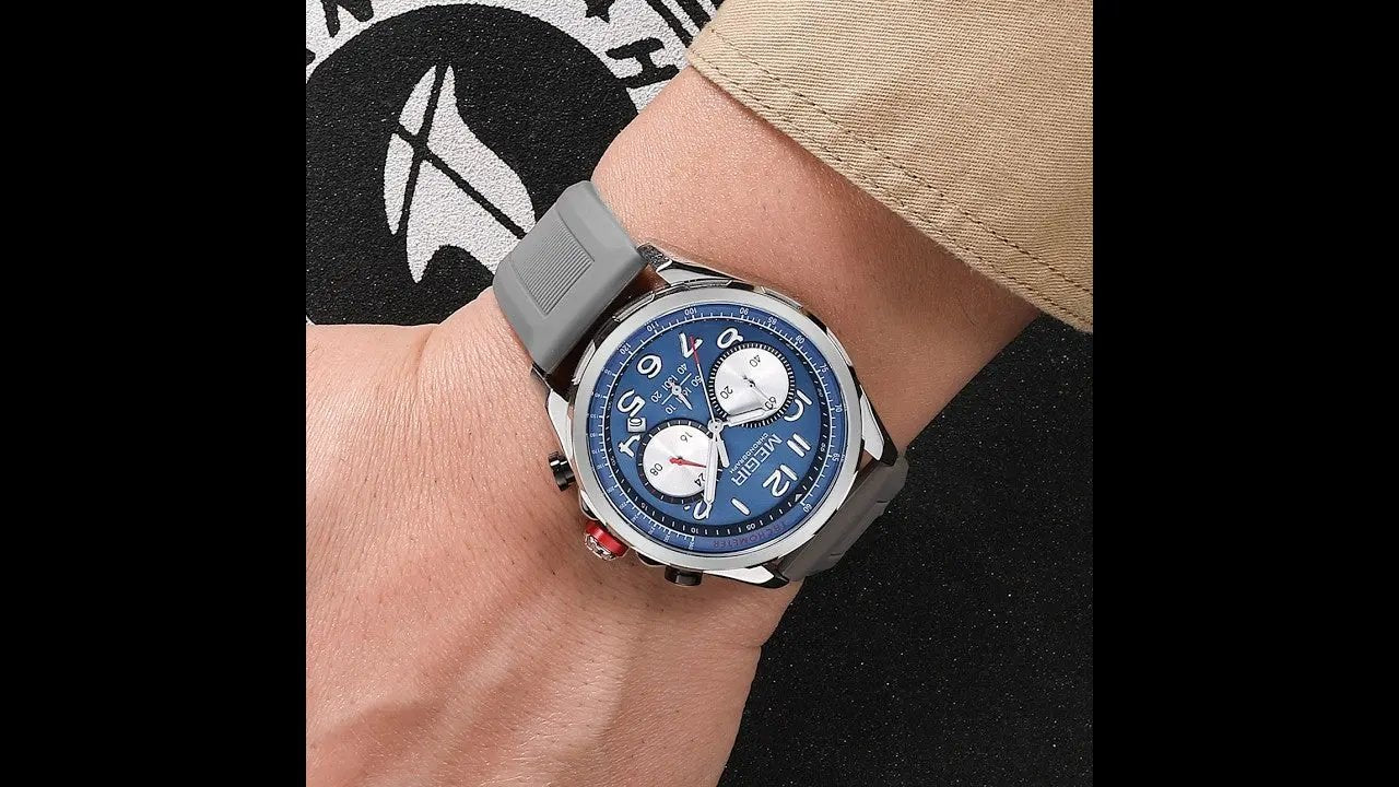 MEGIR Men Watches Luxury Quartz Wristwatch Gray Waterproof Military Sports Chronograph Silicone Strap Clock Montre Homme 2230 by MEGIR WATCH GROUP