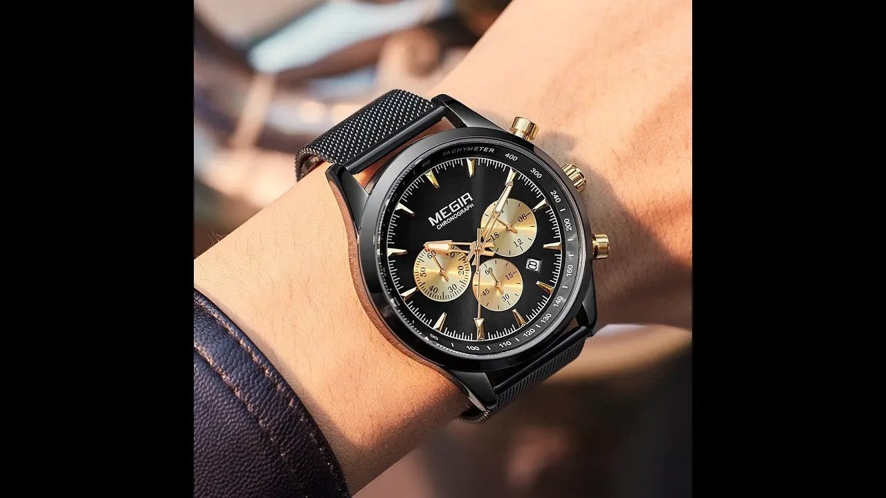 MEGIR Fashion Watch for Men Top Luxury Big Dial Business Quartz Watches Waterproof Steel Wrist Watch Clock Relogio Masculino 2153 by MEGIR WATCH GROUP