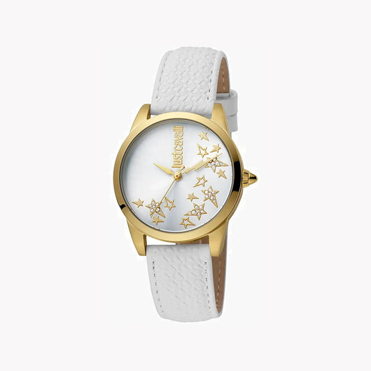 Just Cavalli Women's White Leather Watch, Silver Dial | Jc1l042l0025 by JUST CAVALLI