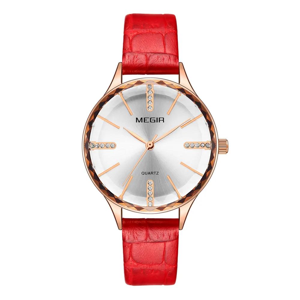 MEGIR Luxury Woman Wristwatch Elegant Waterproof Leather Strap Female Quartz Watches Dress Diamond Wrist Watch for Ladies Gift 4213 by MEGIR WATCH GROUP