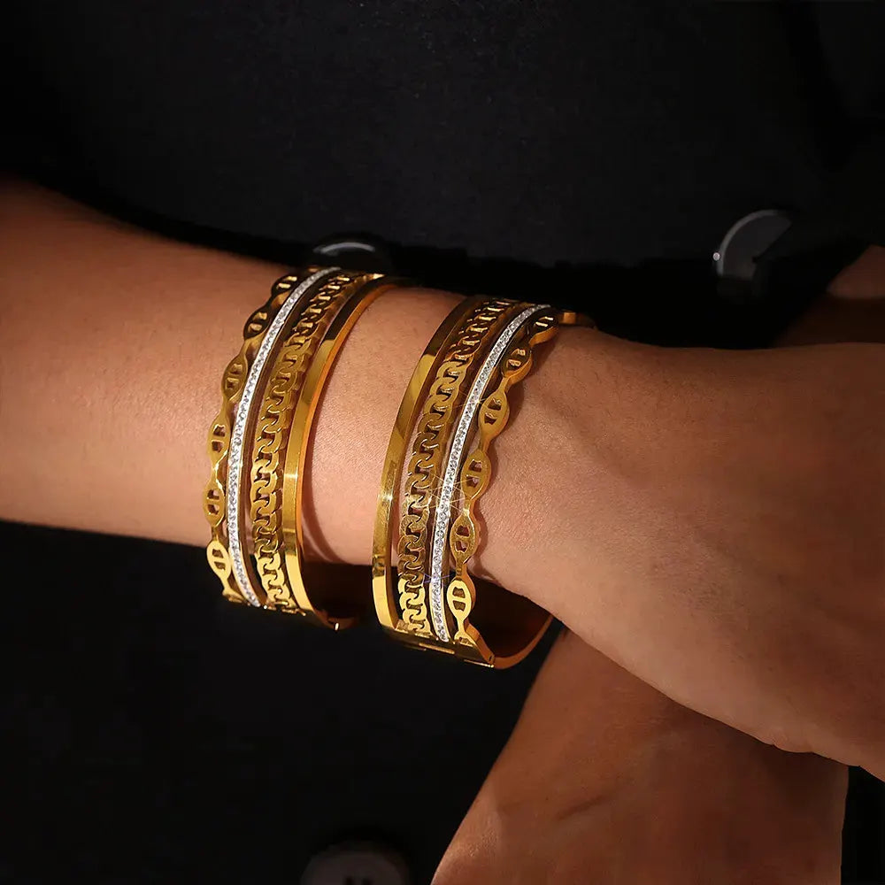 18K Gold-Plated Czech Diamond Bracelet by Partner Label