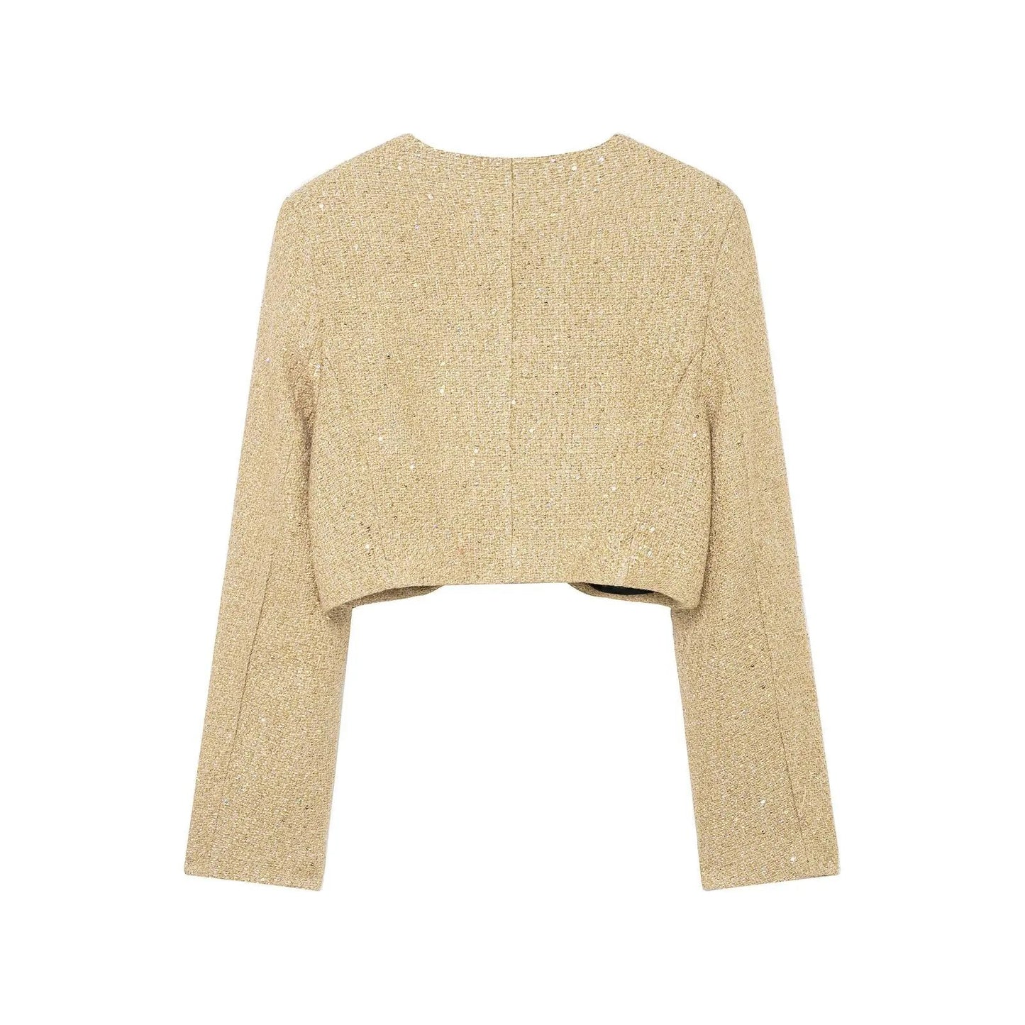 Women's Jacket Gold Tweed Cropped BYMANYC ® New York SOHO METALLIC TWEED CROPPED BLAZER - New Collection by BYMANYC ® New York