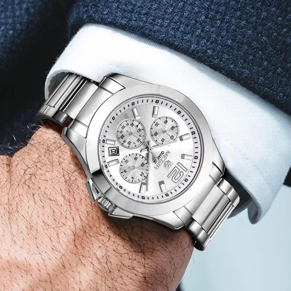 MEGIR Fashion Mens Watches for Men Top Brand Luxury Luminous Clock Steel Quartz Business Wristwatch Calendar Reloj Hombre 5006G by MEGIR WATCH GROUP