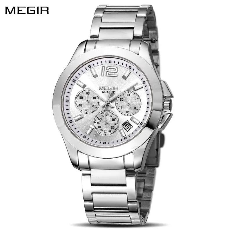 MEGIR Fashion Mens Watches for Men Top Brand Luxury Luminous Clock Steel Quartz Business Wristwatch Calendar Reloj Hombre 5006G by MEGIR WATCH GROUP