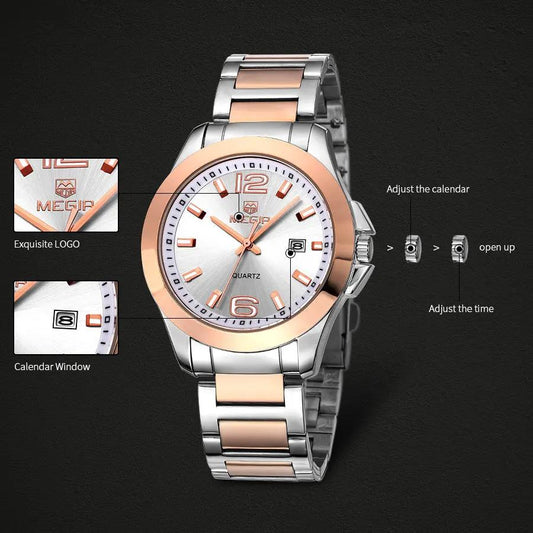 MEGIR Fashion Mens Watches for Men Top Brand Luxury Luminous Clock Steel Quartz Business Wristwatch Calendar Reloj Hombre 5006G by MEGIR WATCH GROUP