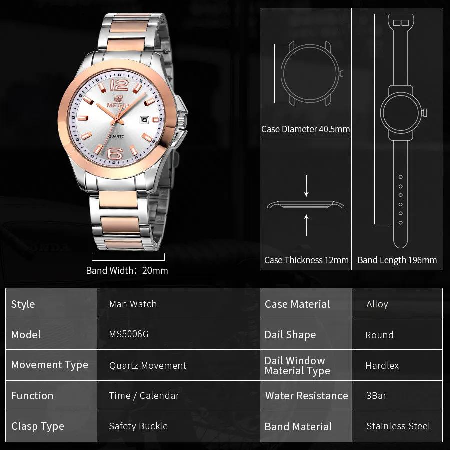 MEGIR Fashion Mens Watches for Men Top Brand Luxury Luminous Clock Steel Quartz Business Wristwatch Calendar Reloj Hombre 5006G by MEGIR WATCH GROUP