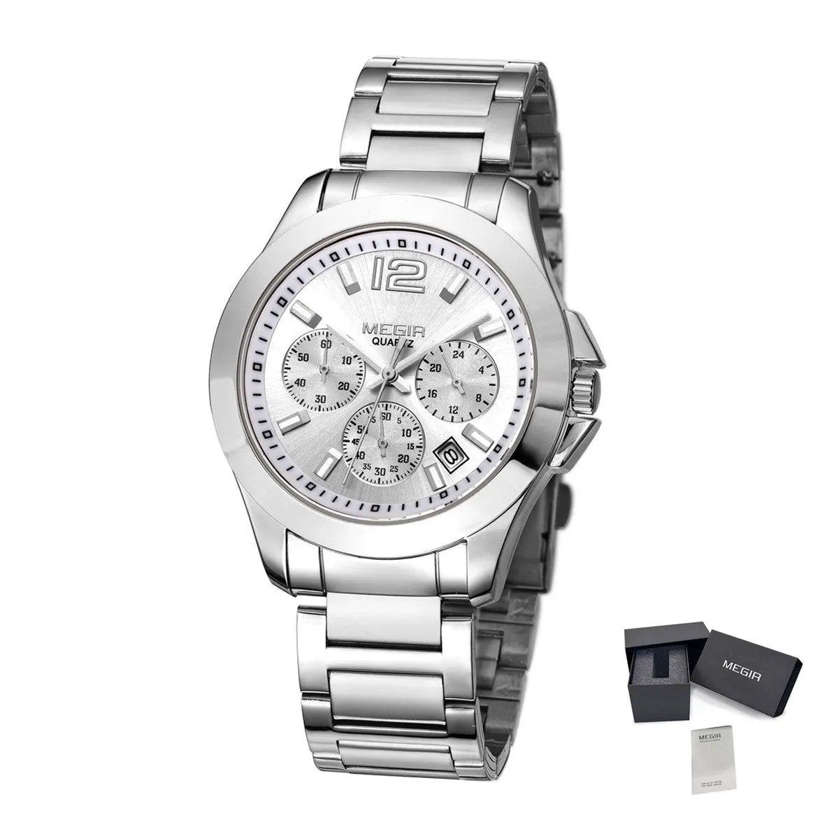 MEGIR Fashion Mens Watches for Men Top Brand Luxury Luminous Clock Steel Quartz Business Wristwatch Calendar Reloj Hombre 5006G by MEGIR WATCH GROUP