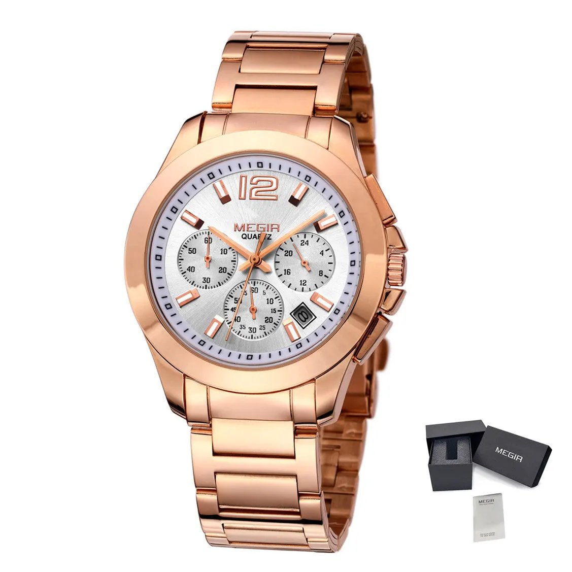MEGIR Fashion Mens Watches for Men Top Brand Luxury Luminous Clock Steel Quartz Business Wristwatch Calendar Reloj Hombre 5006G by MEGIR WATCH GROUP