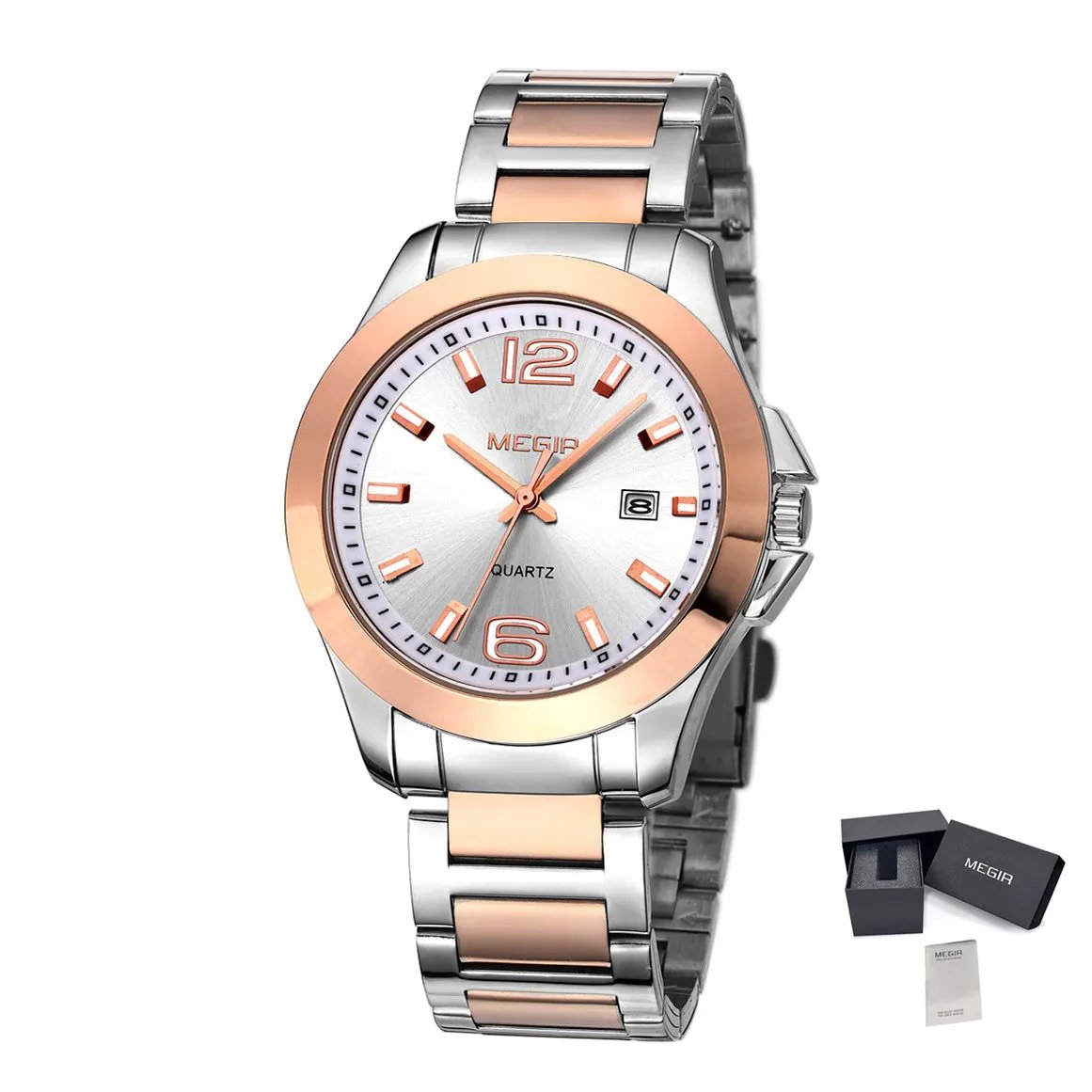 MEGIR Fashion Mens Watches for Men Top Brand Luxury Luminous Clock Steel Quartz Business Wristwatch Calendar Reloj Hombre 5006G by MEGIR WATCH GROUP